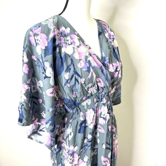 Jessica Simpson Floral Pink Green Maternity Wrap Maxi Dress Size Medium NWT - Picture 4 of 16